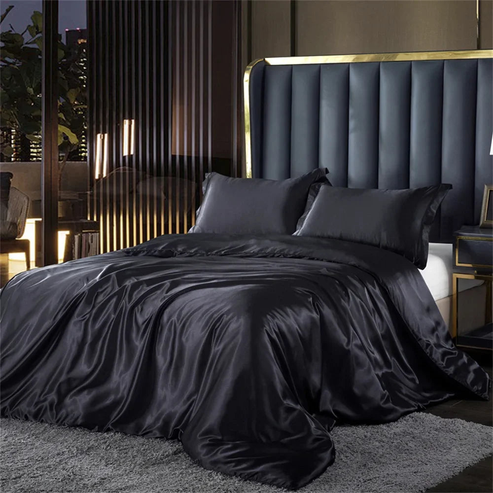 Luxury Silk-Feel Satin Bedding Set - Duvet Cover, Bed Sheet & Pillowcases - Twin/Full/Queen/King (3-5 Pc)