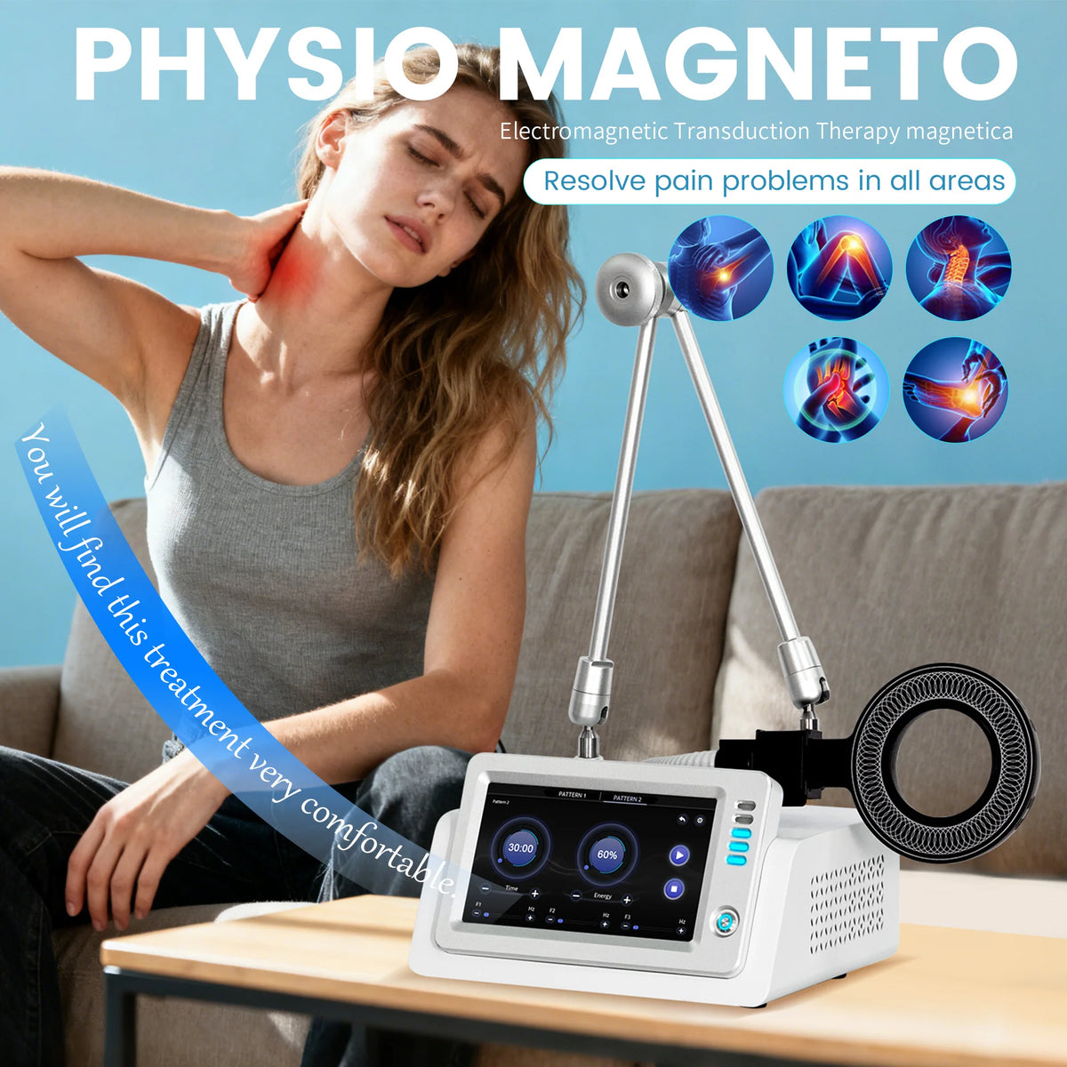Upgraded Physio Magneto Electromagnetic Therapy Machine for Pain Relief & Body Rehabilitation - Clinic & Home Use