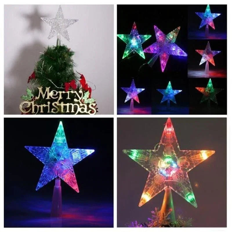 Color Changing LED Rotating Star Christmas Tree Topper 15 cm (5.9 in) Shiny Party Light