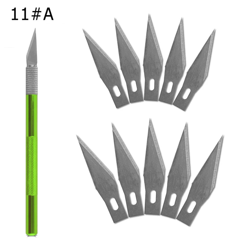 Non-Slip Metal Engraving Craft Knife Kit with #11 Blades — Precision PCB & Mobile Phone Repair Tool (10 or 40 pcs)