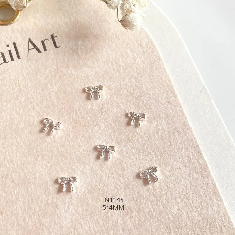 10-Pack Gold & Silver Bow Nail Charms Alloy Bowknot Nail Art Decorations