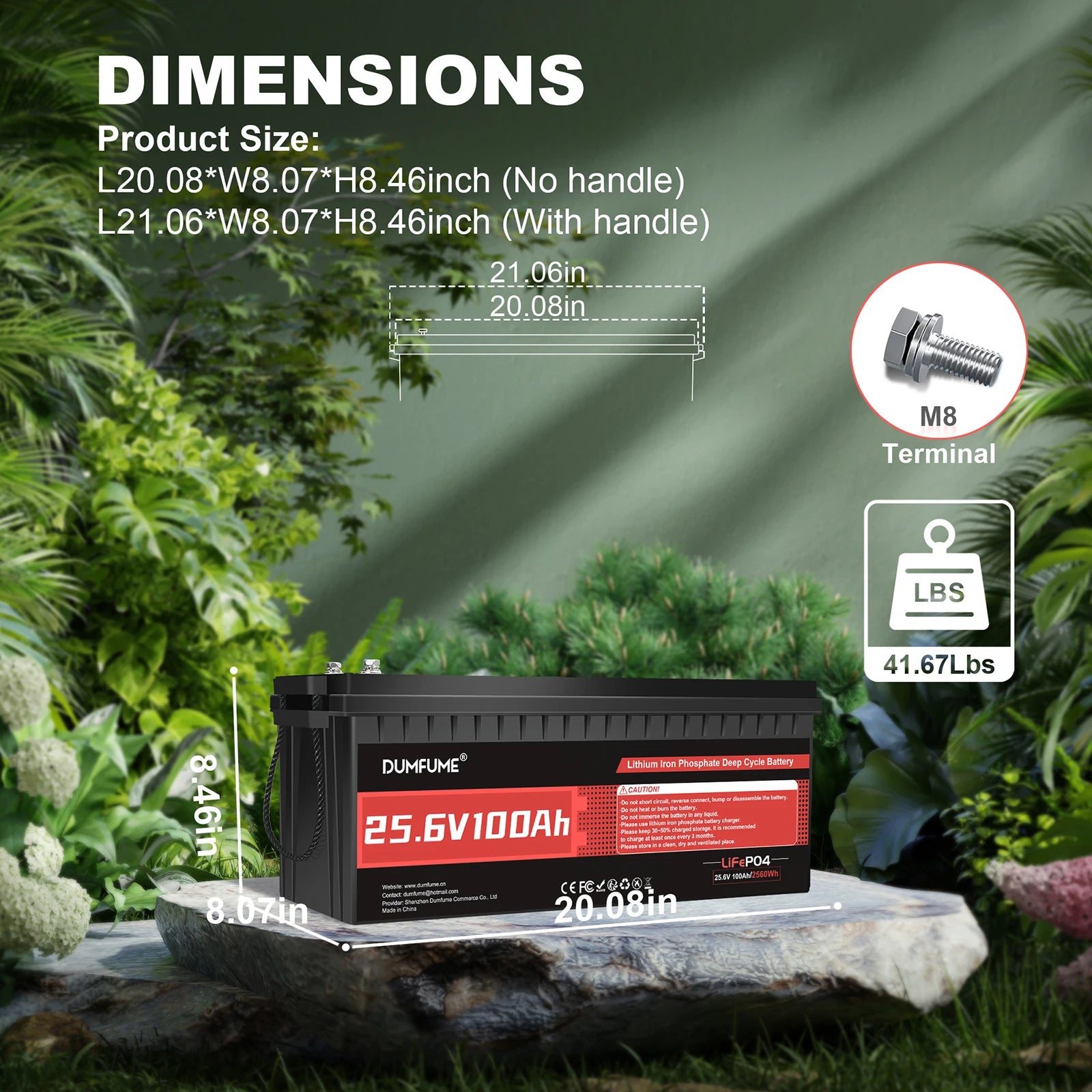 24V 100Ah LiFePO4 Battery 100A BMS 2560W for Solar Systems, RV, Trolling Motor and Home Backup