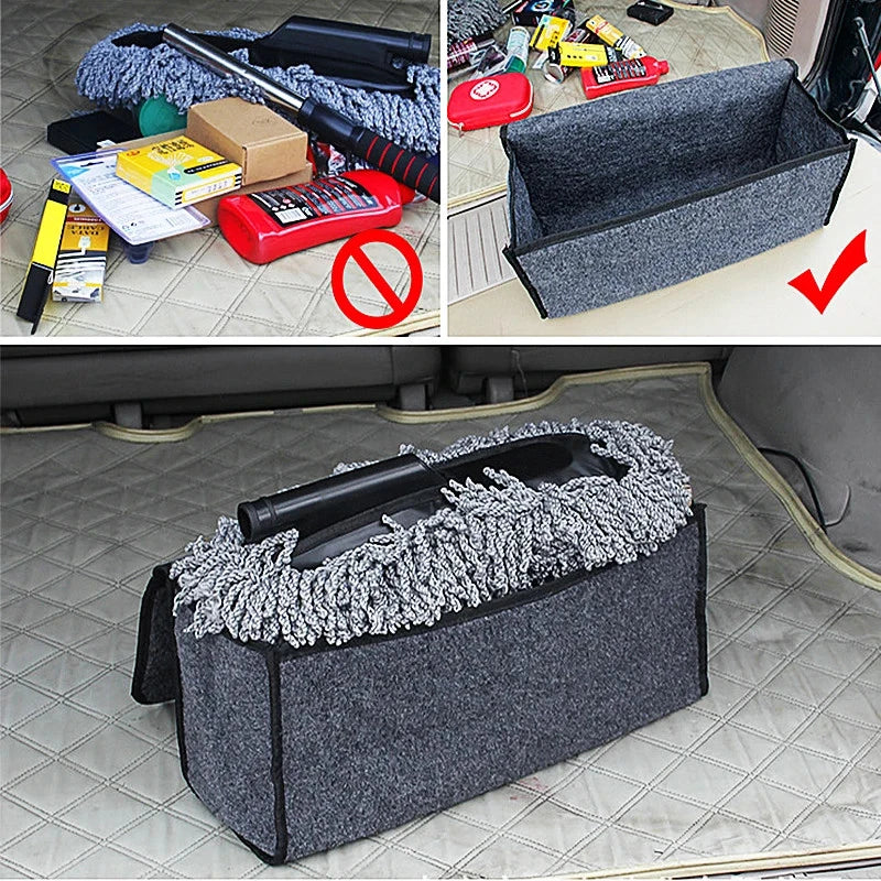 Woolen Felt Car Trunk Organizer Multi-Pocket Under-Seat Cargo Storage Bag