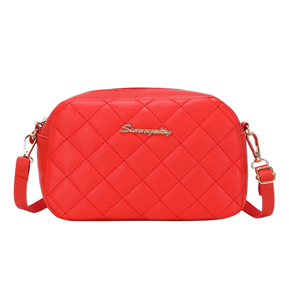 Tassel Small Messenger Crossbody Bag for Women – Lingge Embroidery Camera Shoulder Bag with Chain Strap (4.7 x 7.8 in / 12 x 20 cm)