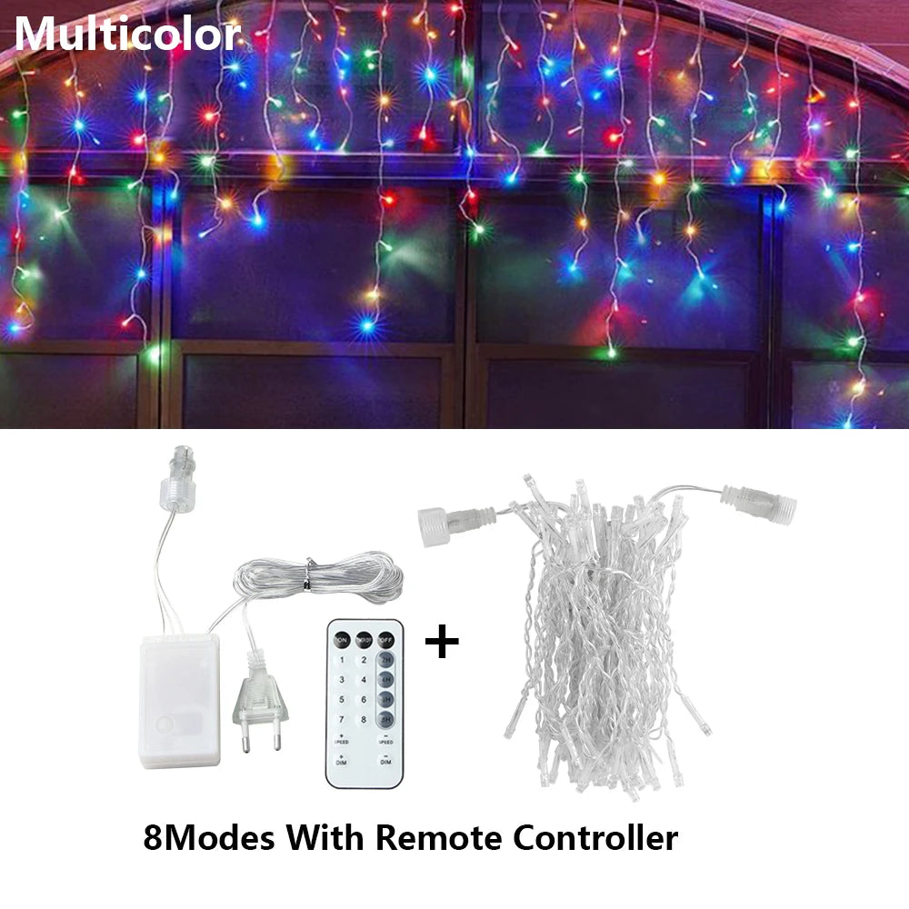 LED Icicle Curtain Fairy Lights – 3.5m to 40m (11.5–131 ft) Waterproof String Lights for Christmas, Wedding & Party Indoor Outdoor