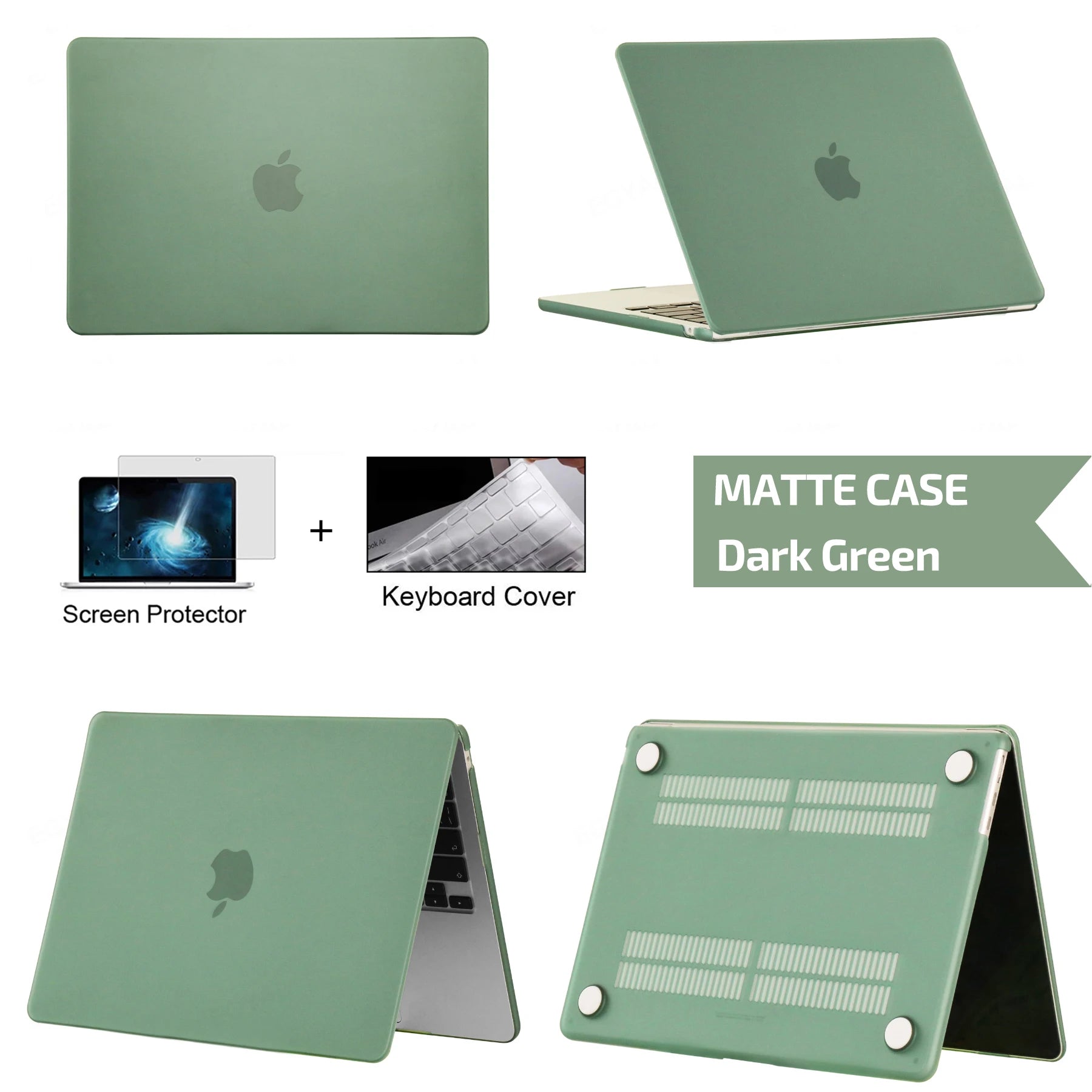 Hard Shell Protective Laptop Case for MacBook Air & Pro 13/13.6/14/16 Inch – PVC Snap-On Cover with Keyboard Cover & Screen Protector