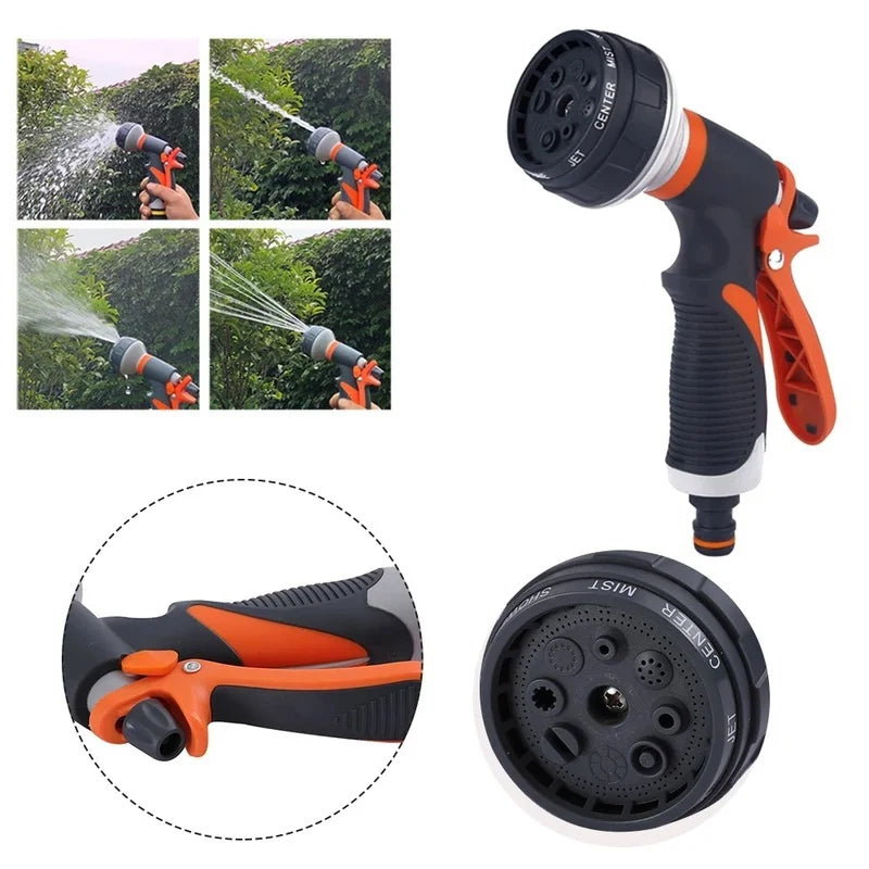 Adjustable 8-Mode High-Pressure Garden Hose Nozzle – Spray Gun for Car Wash, Patio Cleaning & Plant Watering