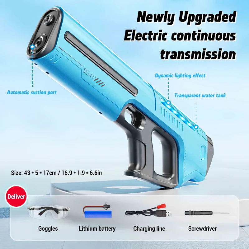 Automatic Electric Water Gun Large Capacity Water-Absorbing Toy for Kids Summer Outdoor Water Battle Gift