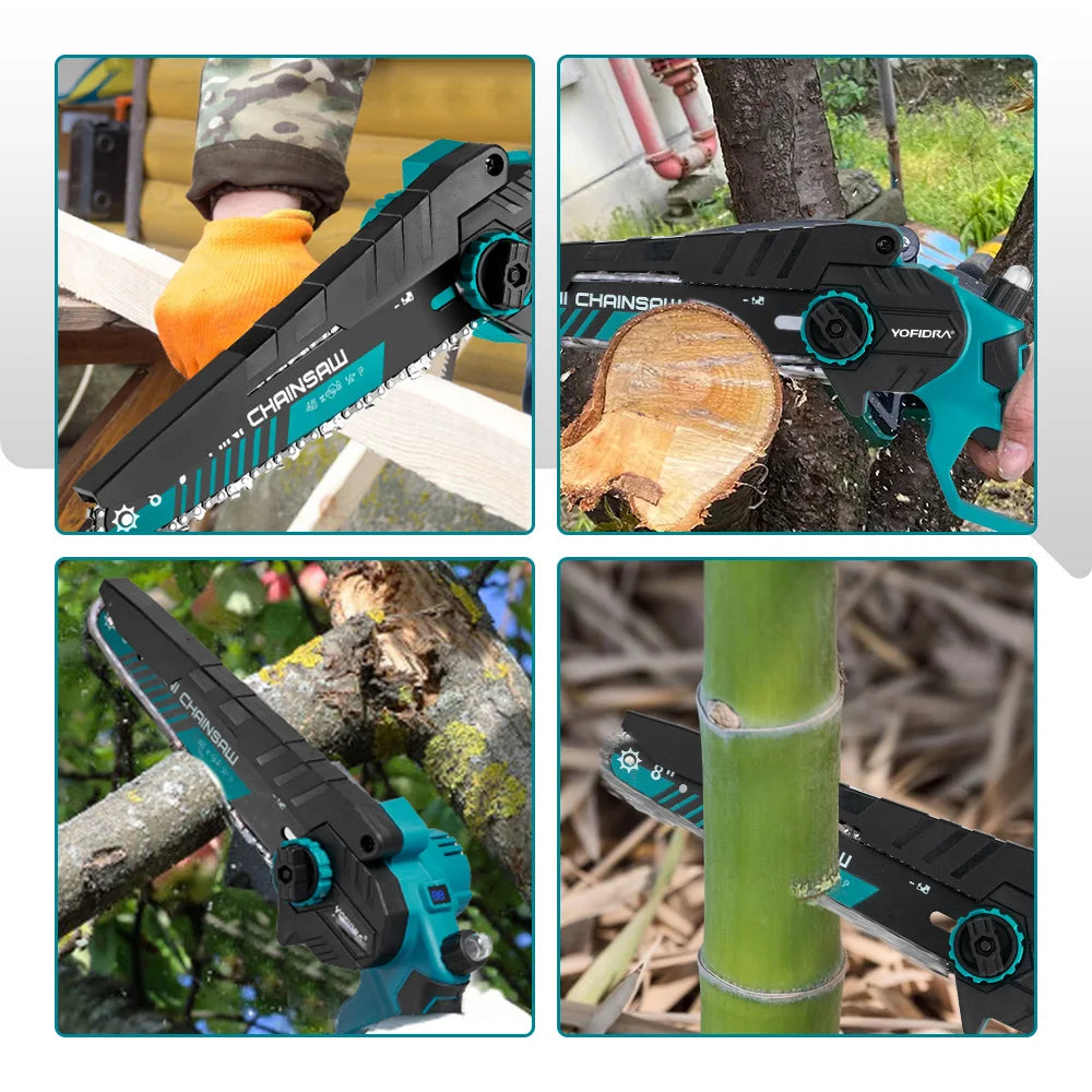8-Inch (203 mm) Brushless Cordless Electric Chainsaw – 18–21V Lithium Battery Pruning & Woodworking Saw