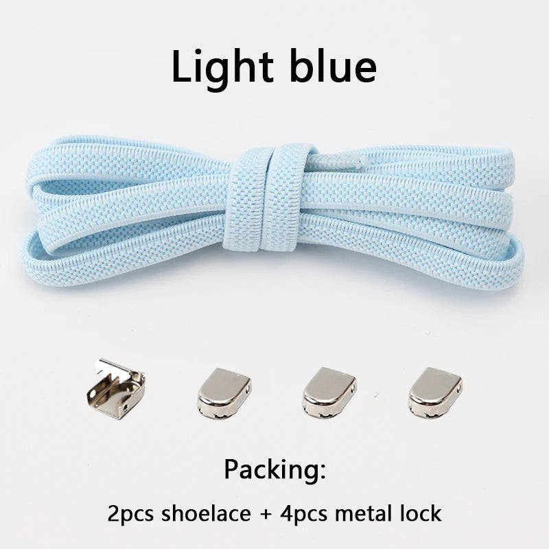 No-Tie Elastic Shoelaces with Metal Buckles – 1 Pair Quick Laces, One Size Fits All for Adults & Kids (105 cm / 41.3 in)