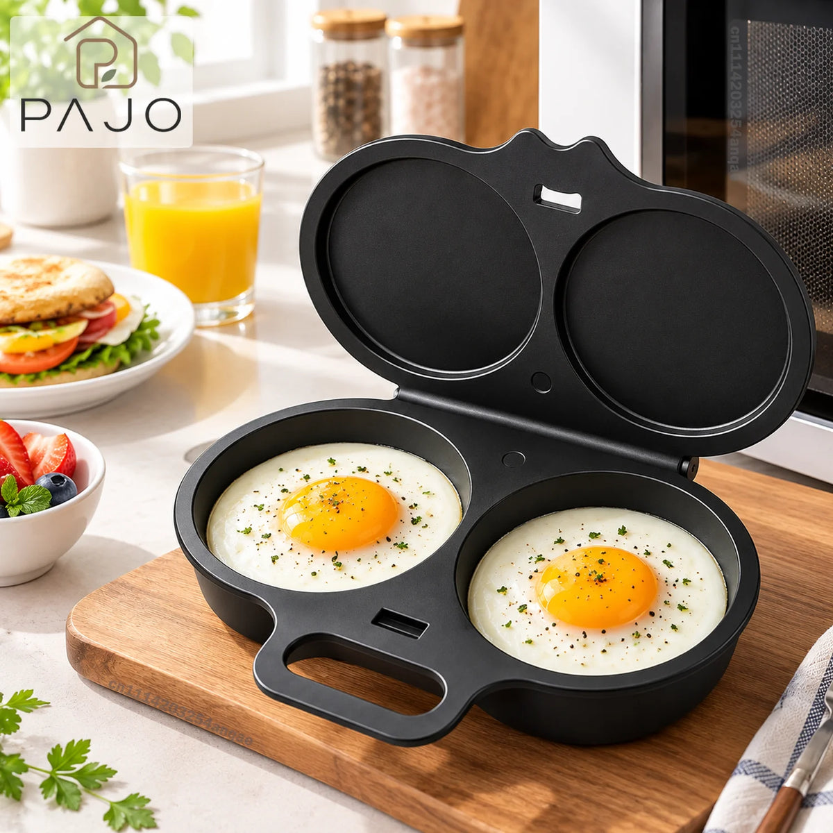 Microwave Double Cavity Silicone Egg Poacher – Food-Grade Non-Stick Oil-Free Egg Steamer, Reusable Kitchen Mold