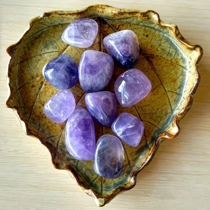 100 g (3.5 oz) Natural Amethyst Tumbled Stones – Bulk Polished Reiki Healing Crystals for Home Decor
