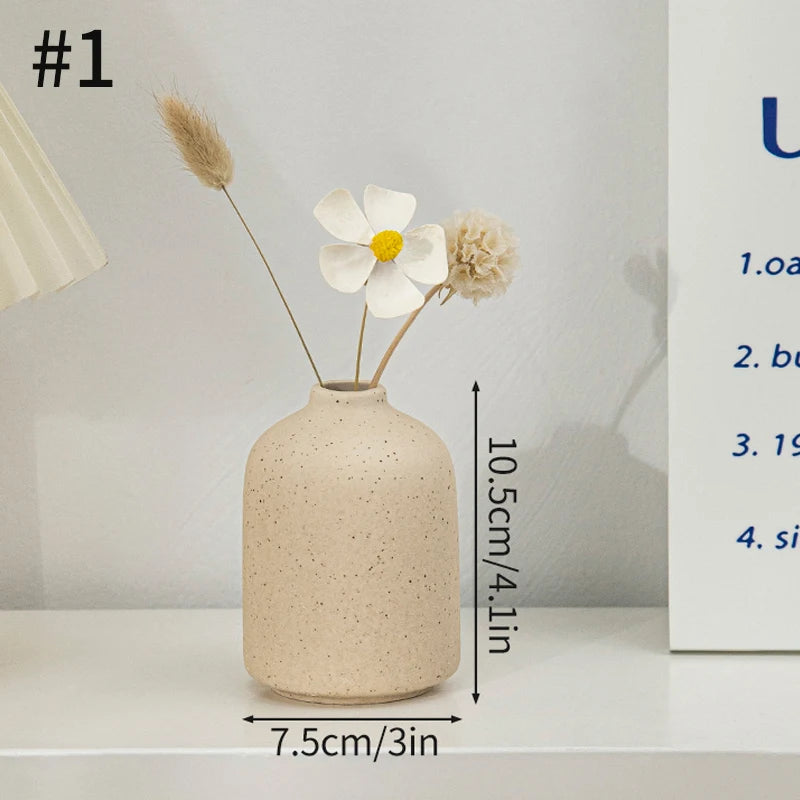 Ceramic Decorative Vase for Dried Flowers & Hydroponic Plants, Modern Table Ornament for Living Room Bedroom Office