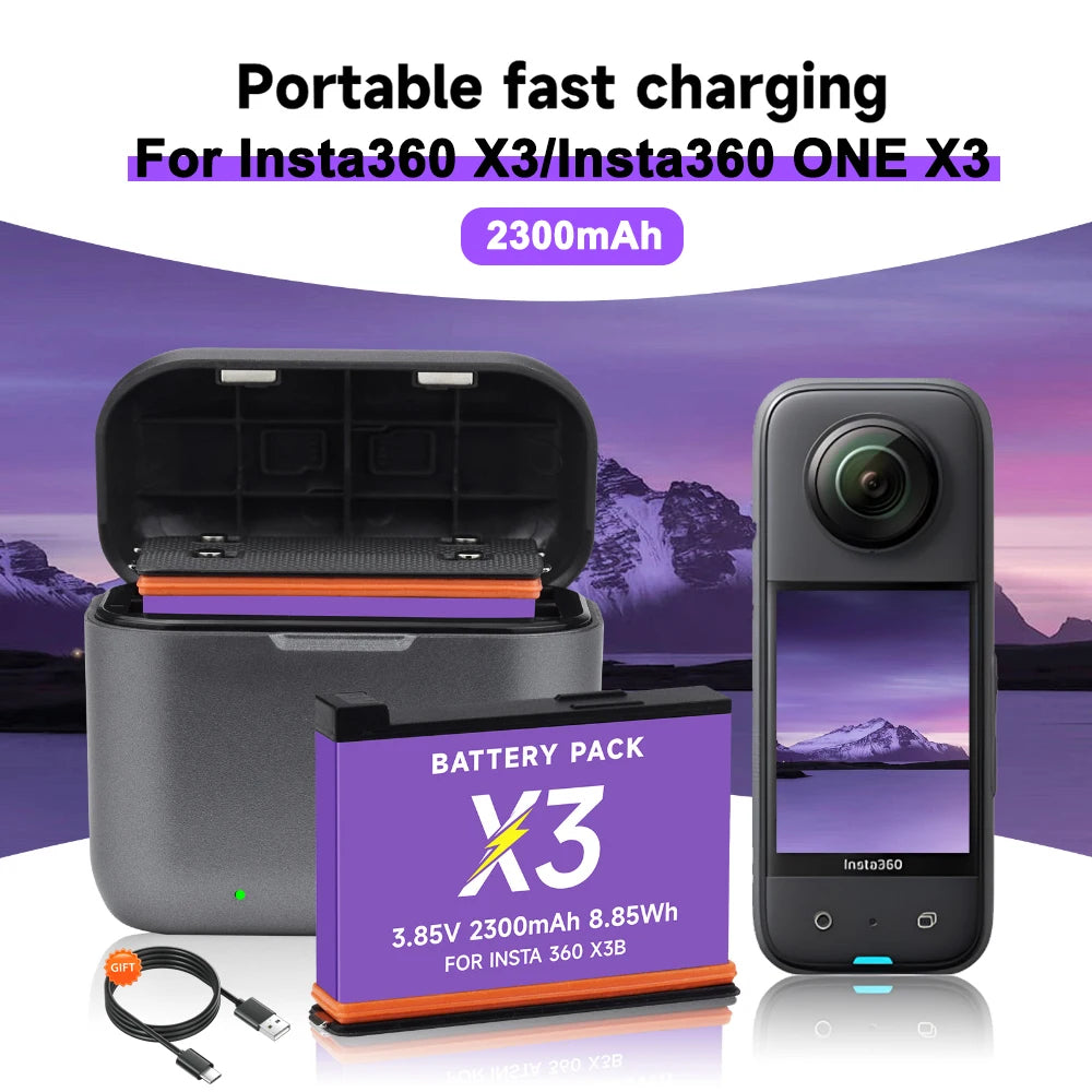 2300mAh 3.85V Rechargeable Li‑ion Camera Battery + 2‑Slot LED Fast Charger Kit for Action Cameras