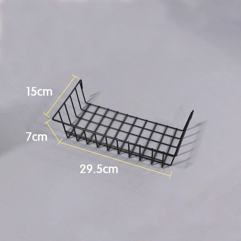 Wall Mounted Wire Grid Organizer with Removable Baskets, Hooks and Shelves, Iron Mesh Storage Panel