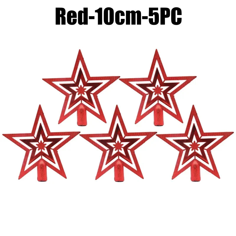 Star Christmas Tree Topper Gold & Red Shimmer 4 in / 8 in (10 / 20 cm) Holiday Tree Decoration