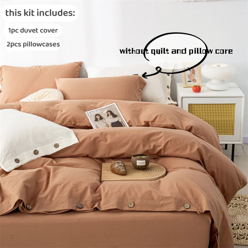 3-Piece 100% Cotton 400TC Twill Duvet Cover Set with 2 Pillowcases – Solid 220×240 cm (86.6×94.5 in)