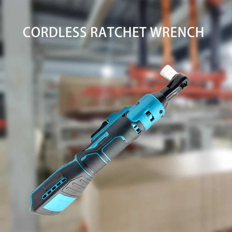 Cordless Ratchet Wrench Electric Rechargeable Screwdriver 3/8-Inch (9.5 mm) Ratchet Head, 21V Battery Compatible, LED High Torque