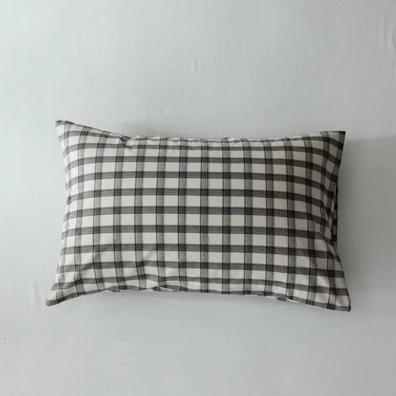 Washed Cotton Striped Pillowcase - 100% Cotton Envelope Pillow Cover, Breathable, 48 x 74 cm (19 x 29 in) - Single