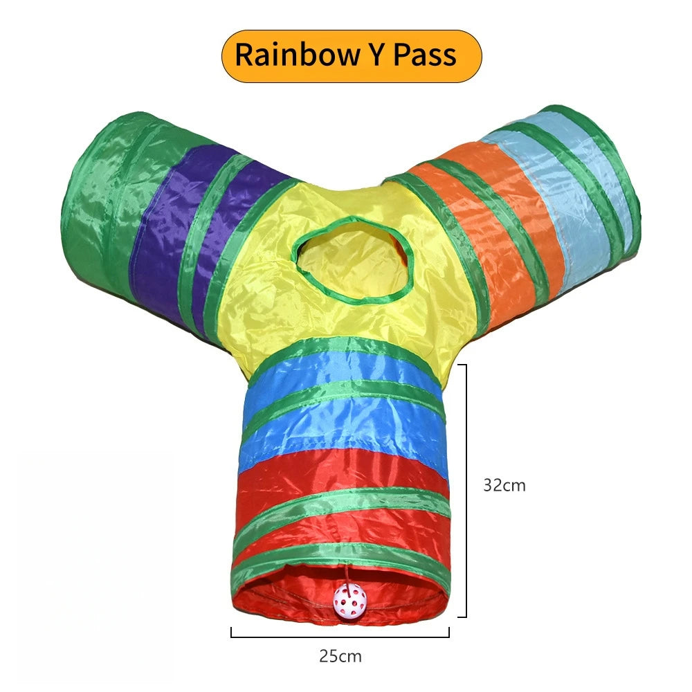 Foldable S-Shaped Cat Tunnel – Collapsible Play Tunnel for Cats, Rabbits & Small Pets, Interactive Crinkle Toy for Indoor Play