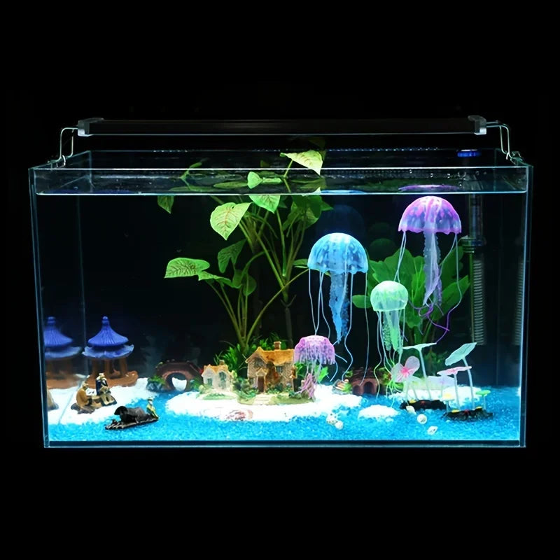 Artificial Glowing Jellyfish Aquarium Ornament Luminous Swimming Fish Tank Decoration