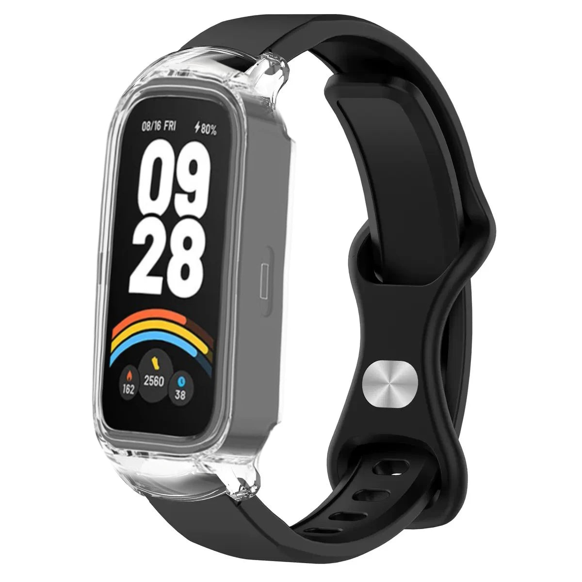 Silicone Watch Band and PC Protective Case for Smart Fitness Trackers - Unisex Replacement Strap