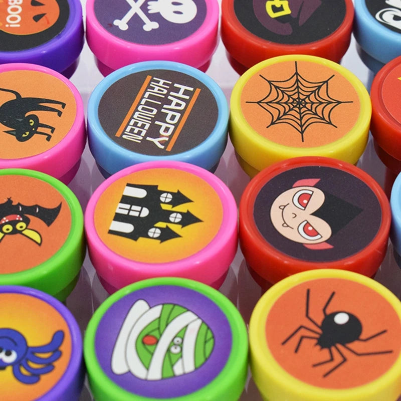 24-Pack Halloween Self-Inking Stamps — Pumpkin, Ghost, Bat, Cat & Witch Party Favors for Trick-or-Treat