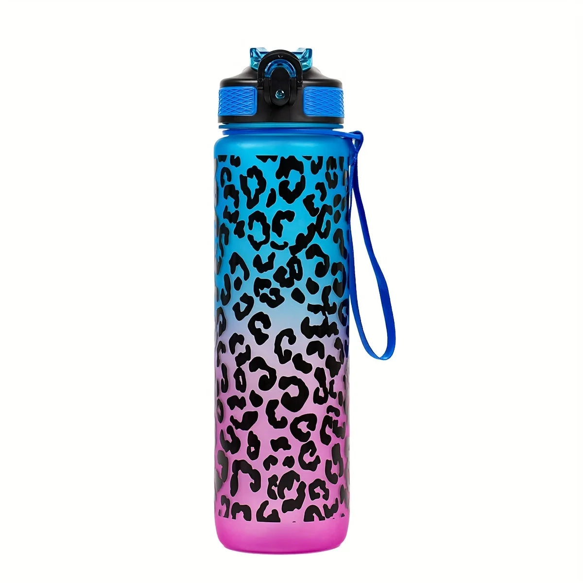 1 L (33.8 fl oz) Leopard Print Leak-Proof Sports Water Bottle - Portable Travel & Gym Bottle