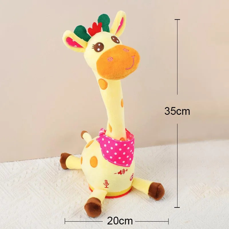 Dancing Talking Giraffe Plush Toy Repeats What You Say, 10 Songs, Adjustable Volume, Musical Glowing Light, 31–50 cm (12.2–19.7 in)