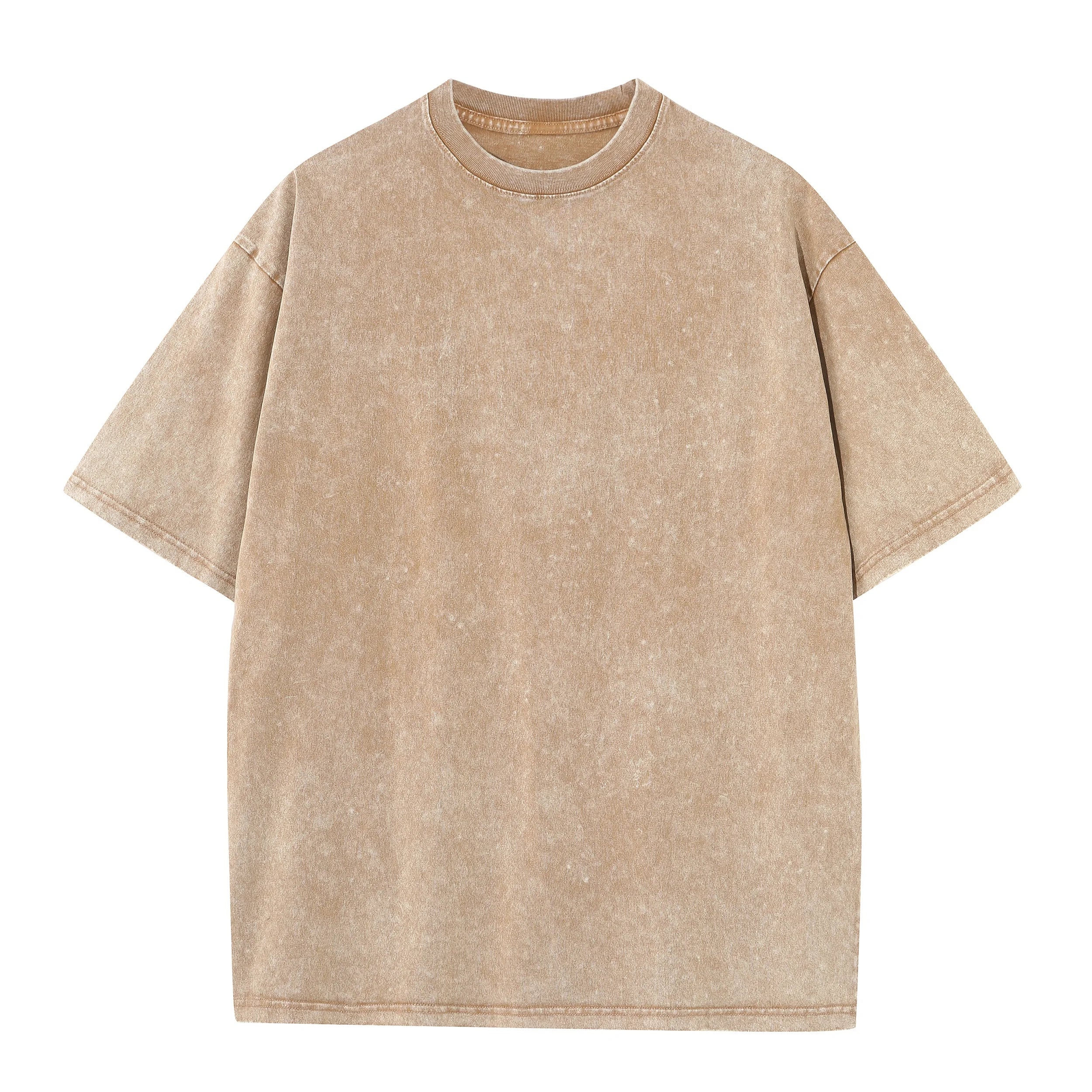 Men's Summer Cotton Distressed Drop Shoulder T-Shirt Loose Breathable Casual Tee