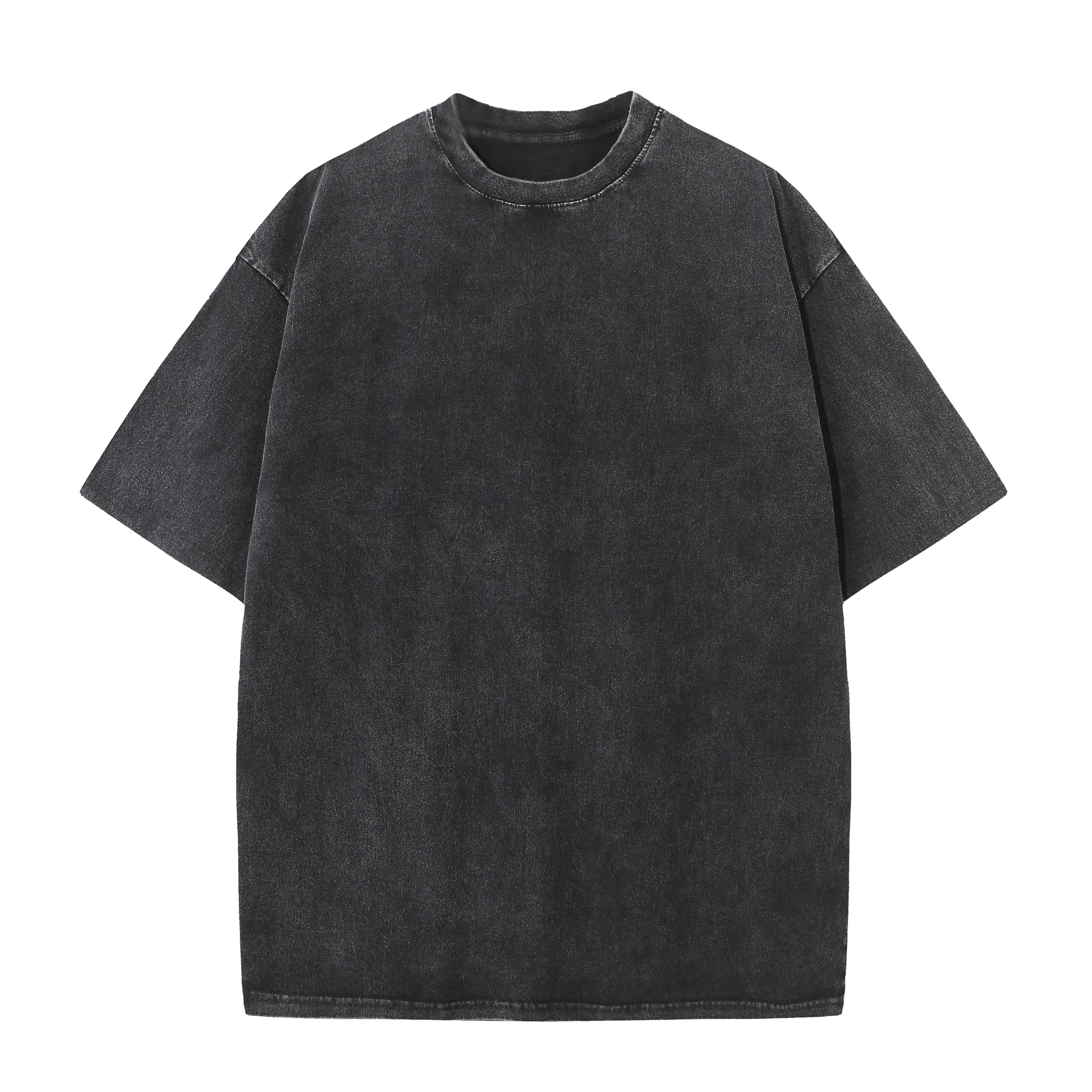 Men's Summer Cotton Distressed Drop Shoulder T-Shirt Loose Breathable Casual Tee