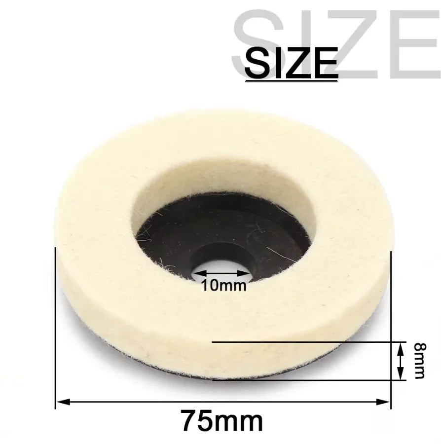 Wool Felt Polishing Wheel 50/75 mm (2.0 in / 3.0 in) Angle Grinder Disc for Metal Marble Glass Ceramic - 1pc