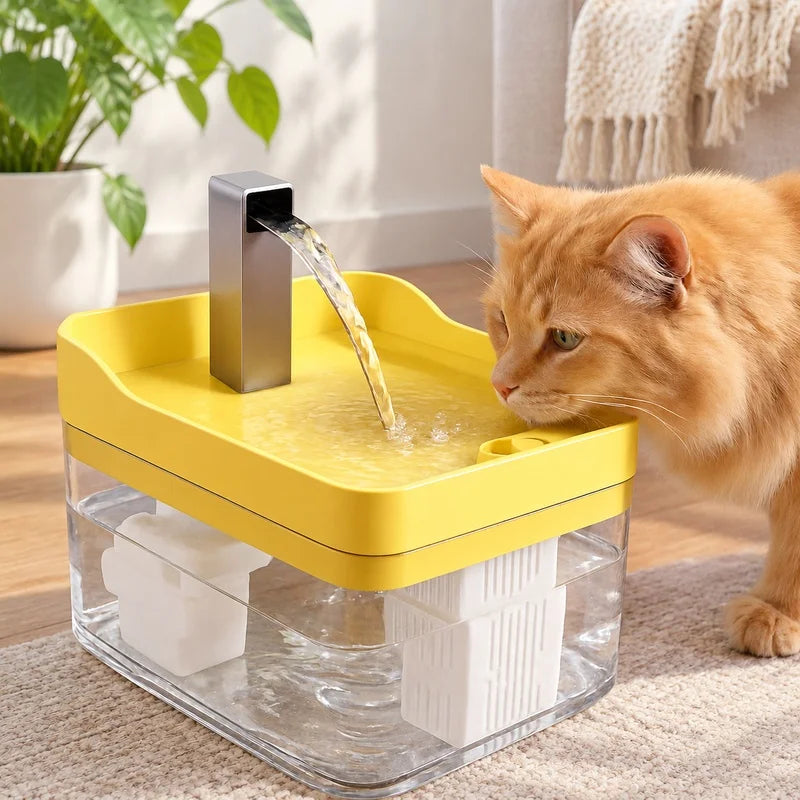 Transparent Cat Water Fountain with Circulating Pump