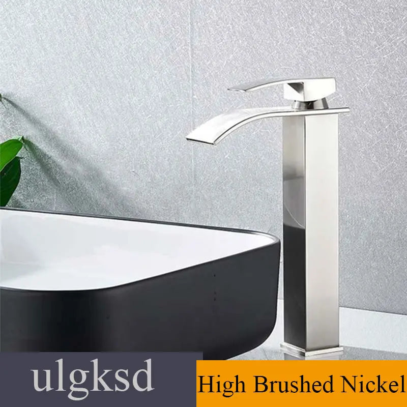 Waterfall Basin Faucet - Single Handle Deck-Mounted Mixer Tap for Bathroom Sink (Hot & Cold)