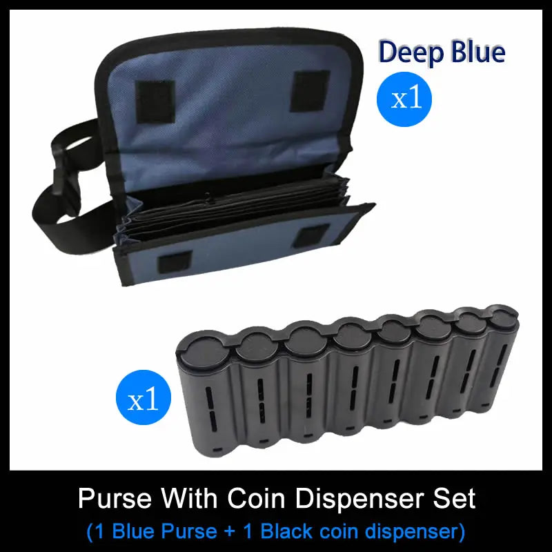Multi-Pocket Waist Cash Bag with Euro Coin Dispenser Waiter & Cashier Coin Organizer