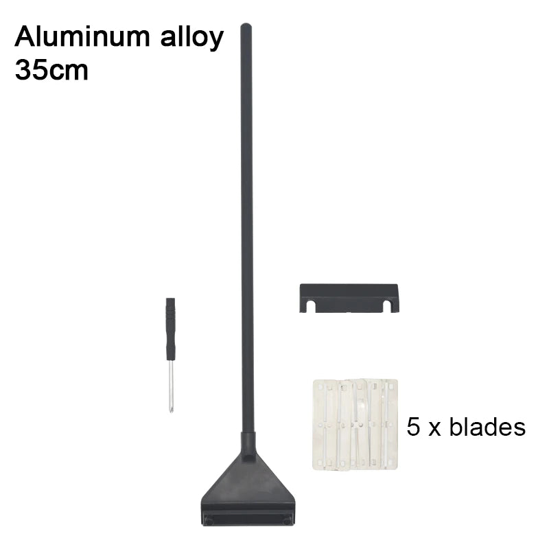 Aquarium Algae Scraper – Aluminum & Stainless Steel Fish Tank Cleaner with Replaceable Blades, 35–110 cm (13.8–43.3 in)