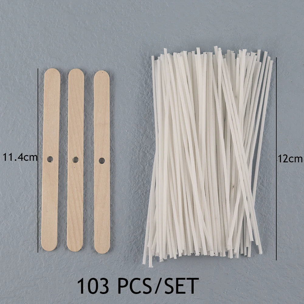 Pre-Waxed Cotton-Core Candle Wicks with Metal Sustainer Tabs, 100-Pack, 1.0–7.9 in (2.6–20 cm) for DIY Candle Making