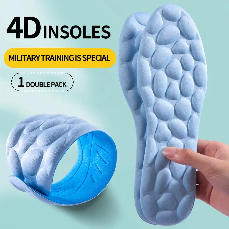 4D Cloud PU Memory Foam Insoles – Breathable Shock-Absorbing Trim-to-Fit Orthopedic Sports & Running Shoe Inserts