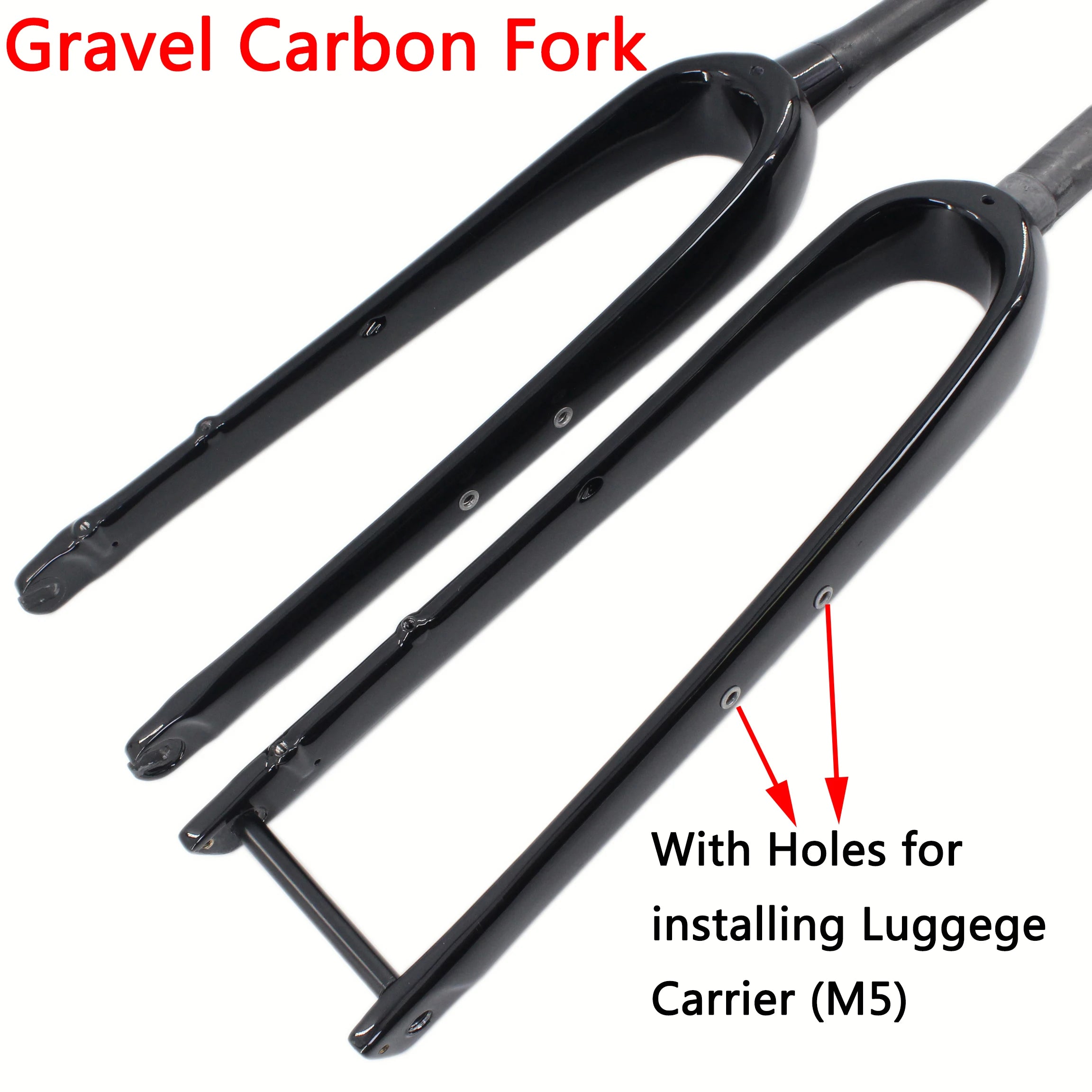 700C Full Carbon Gravel & Cyclocross Road Bike Fork — Flat Mount Disc Brake, Rack/Fender Mount, Tapered or Straight Steerer