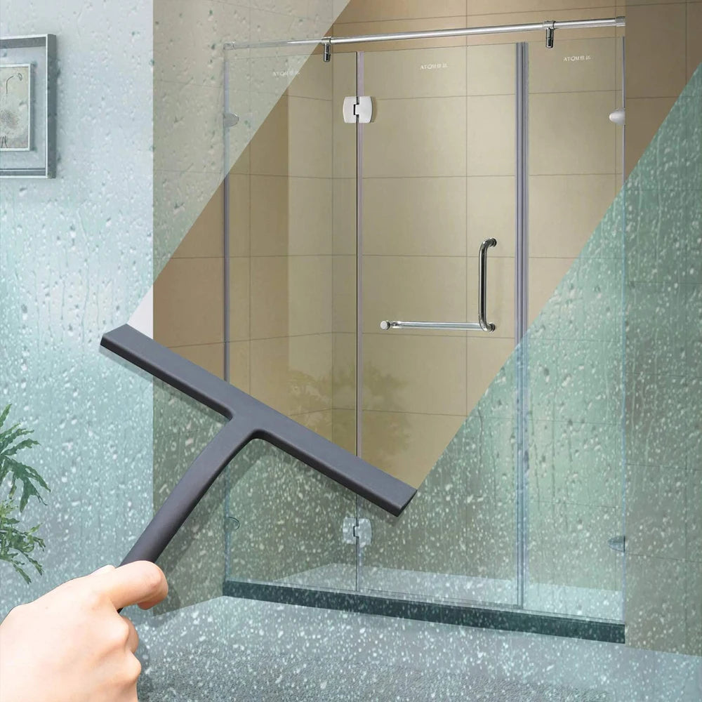 Matte Black Silicone Shower Squeegee 9 in (23 cm) - Streak-Free for Glass, Mirrors, Tiles & Car Windows
