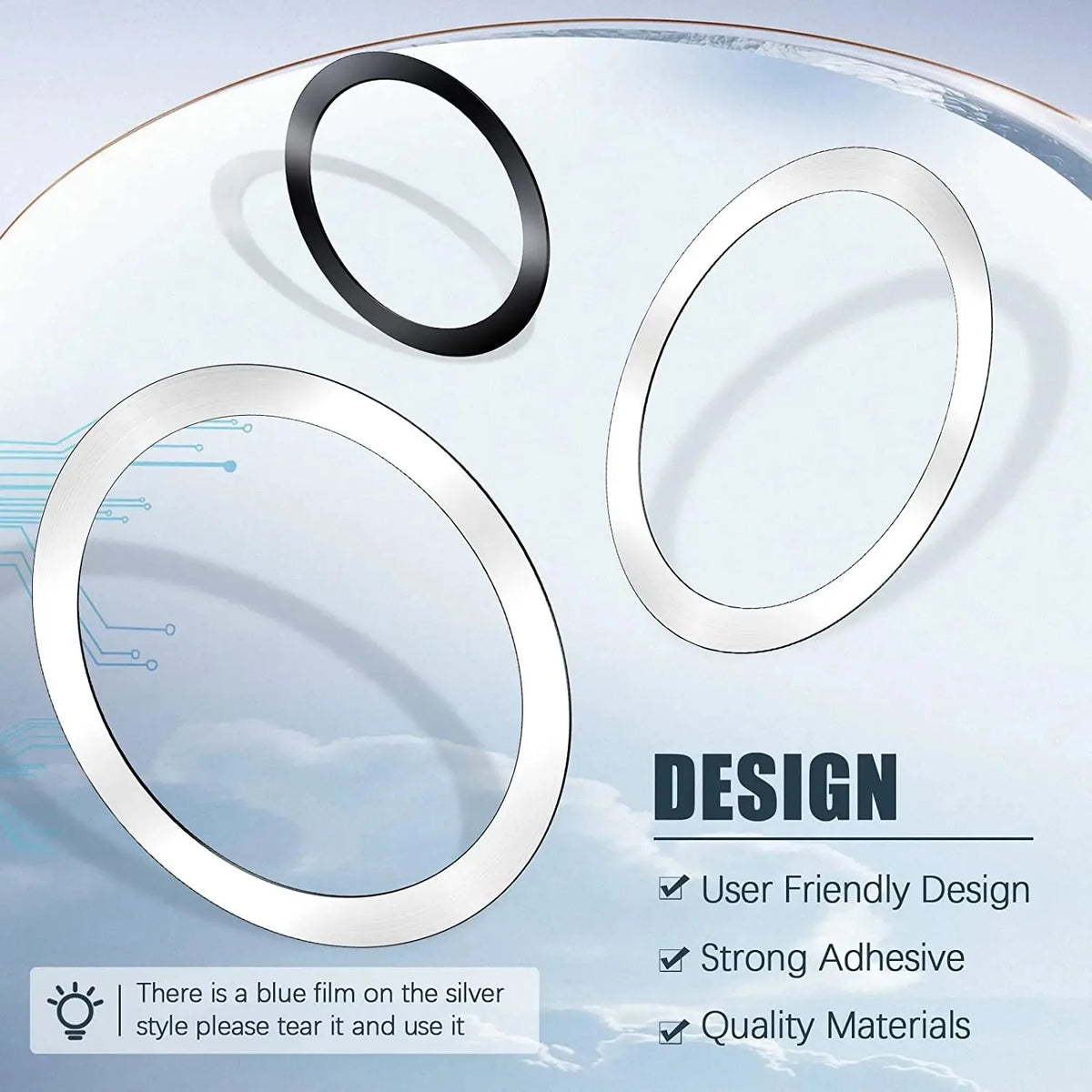 Universal Magnetic Metal Plate Ring for MagSafe Wireless Chargers – Adhesive Iron Sticker for Car Phone Holder
