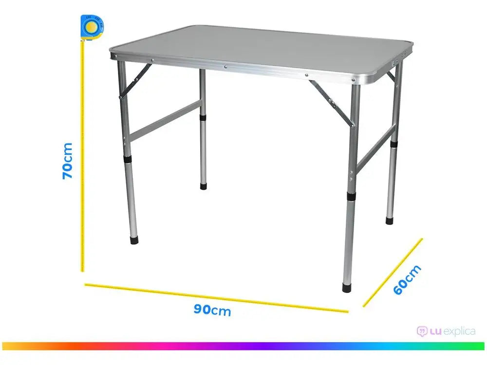 Portable Foldable Aluminum Table 90 x 60 cm (35.4 x 23.6 in), Lightweight Camping Picnic & BBQ Table