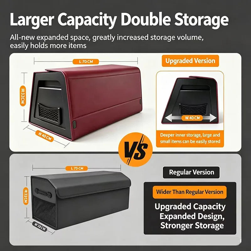 Foldable Nappa Leather Car Trunk Organizer - Large Capacity Multi-Compartment Trunk Storage (S/M/L/XL)