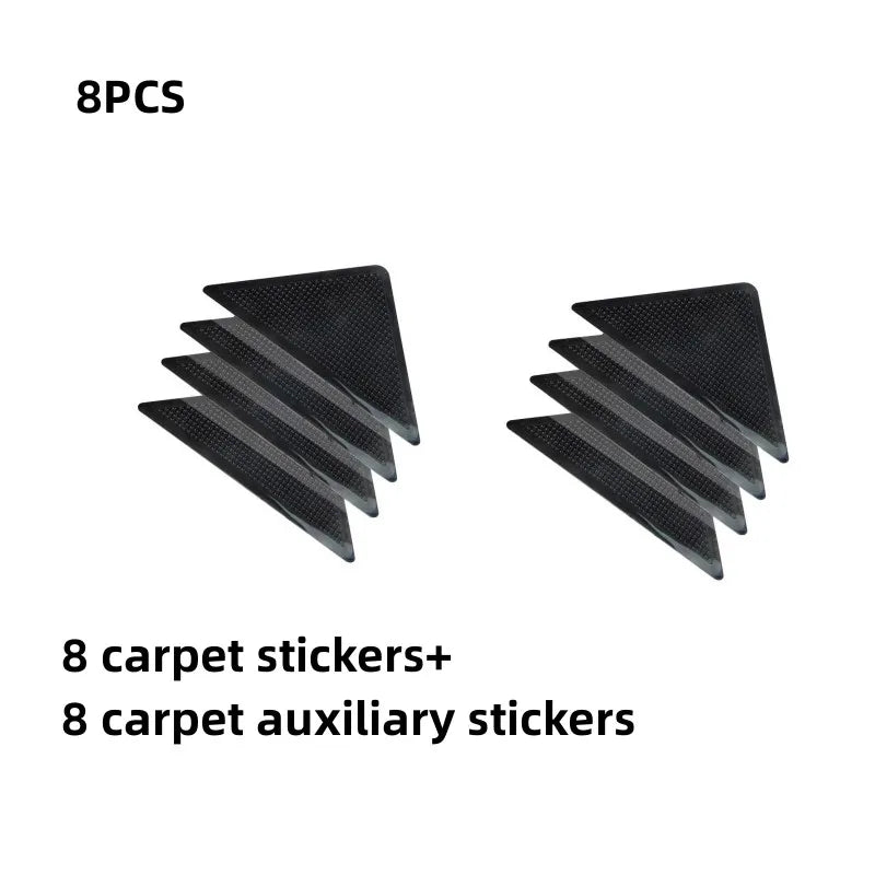 Triangle Rug Grippers 4pc/8pc — Reusable Anti-Slip Rubber Carpet Pads for Tile, Hardwood & Laminate