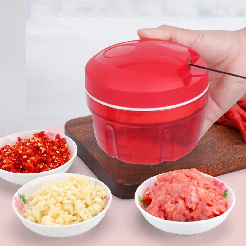 Mini Multifunctional Manual Food Chopper – Portable Garlic Press, Vegetable Cutter & Chili Grinder for Kitchen