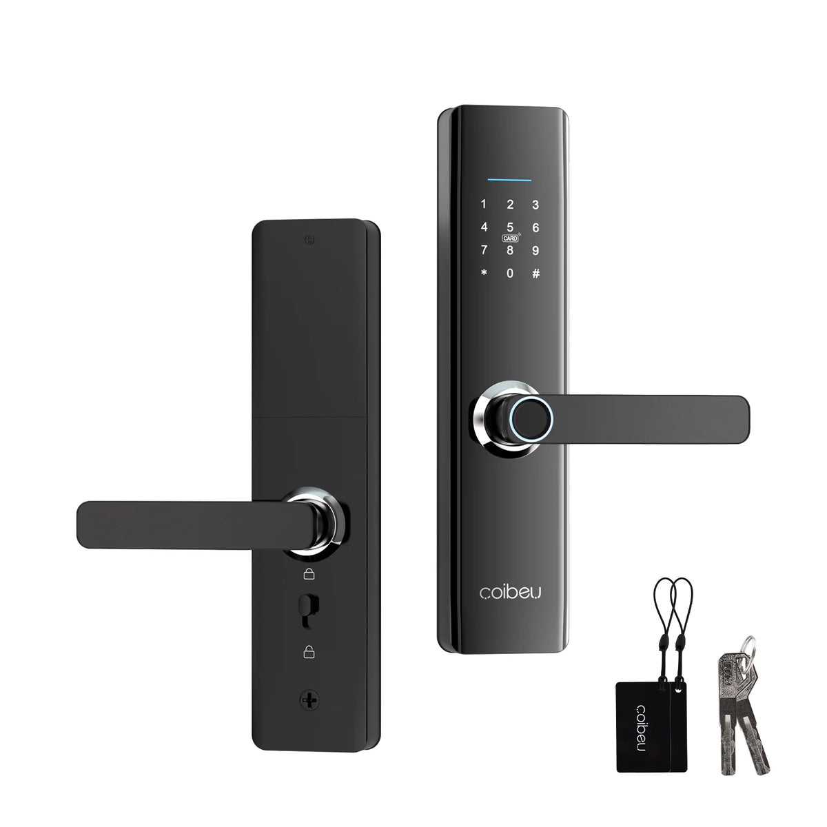 Smart Fingerprint & Password Door Lock — Tuya WiFi Electronic Lock, Quick Unlock ≤1s, Card, Key & NFC, Fits 1.6–3.5 in (40–90 mm) Doors