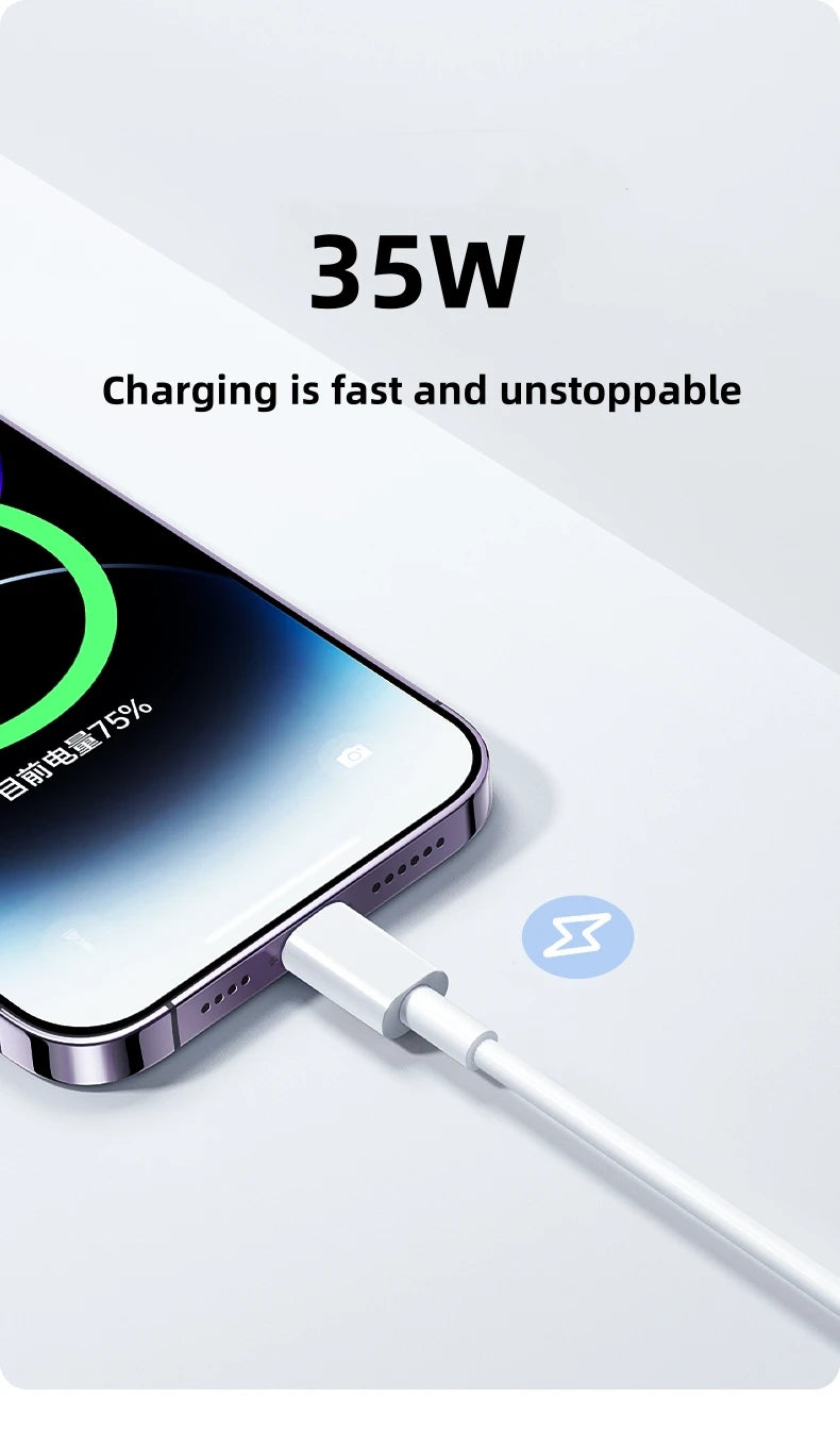 35W PD USB-C Fast Charger with USB-C Cable - Quick Charge Adapter for iPhone and USB-C Devices