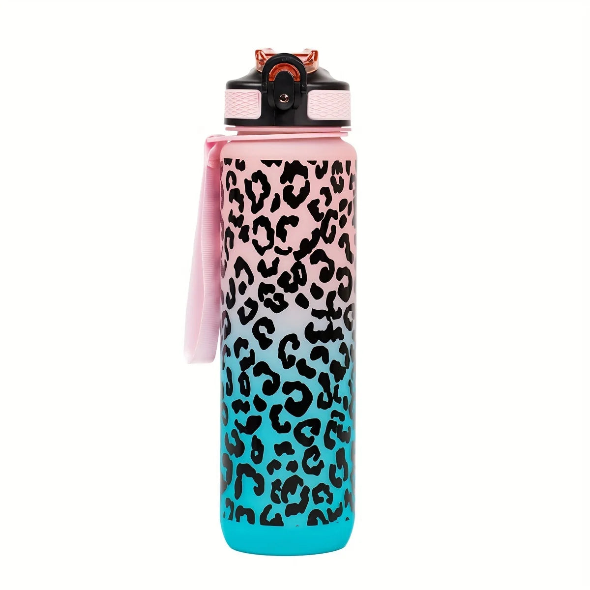1 L (33.8 fl oz) Leopard Print Leak-Proof Sports Water Bottle - Portable Travel & Gym Bottle