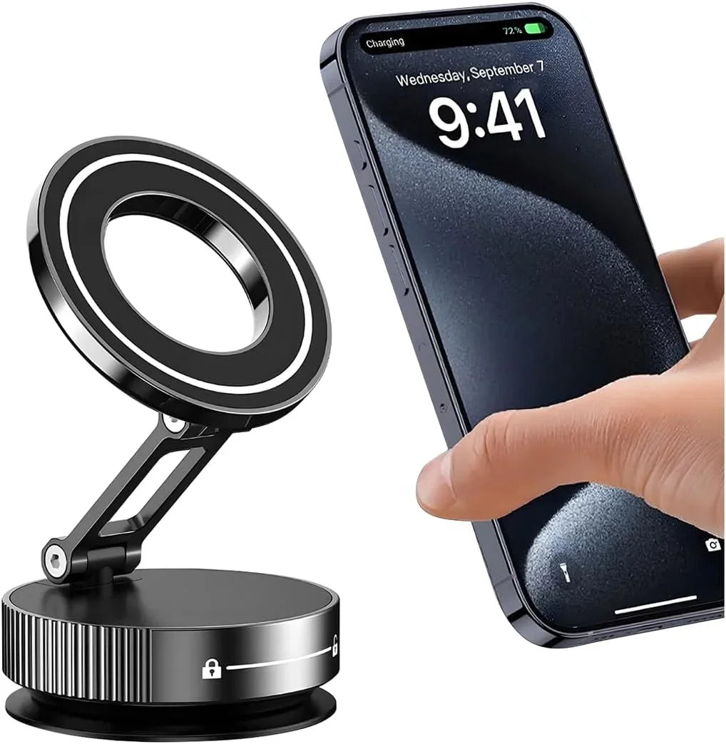 Upgraded Nano Gel Suction Cup Magnetic 360° Car Phone Mount – 110 lb (50 kg) Reinforced Vacuum Holder