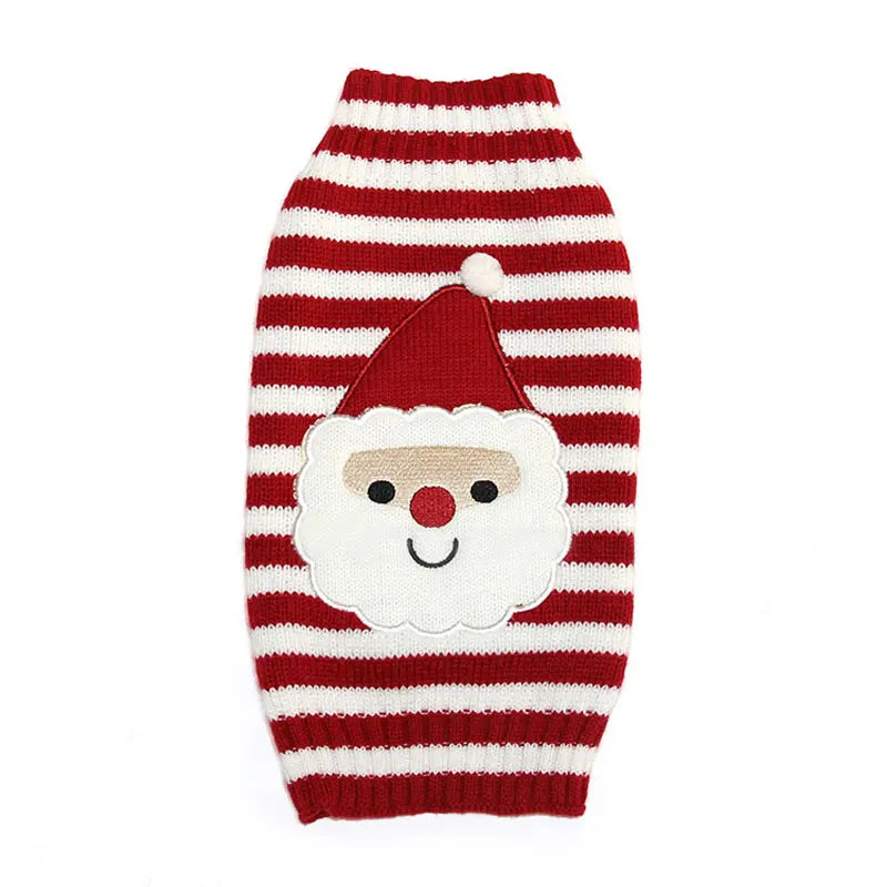 Christmas Knitted Dog Sweater – Winter Striped Cartoon Pet Coat, Sizes XXS–XXL (8.66–24.02 in / 22–61 cm Back)